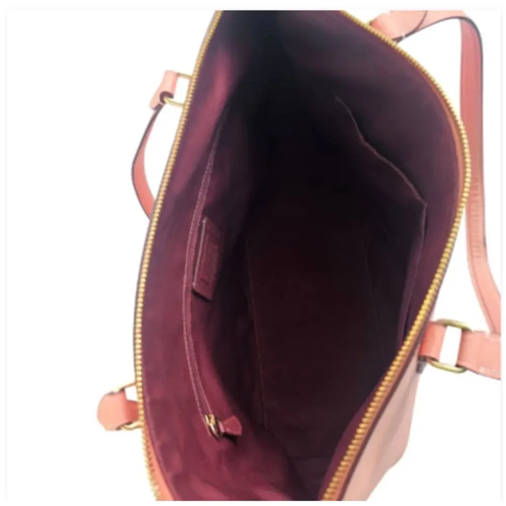 Coach Gallery Tote Bag Light Coral Pink Leather Work Travel Laptop Purse CH285